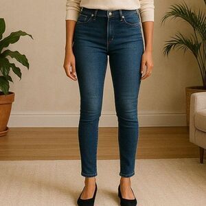 Seven 7 Jeans Blue High Rise Skinny Tummyless Stretch Embroidered Pockets 8